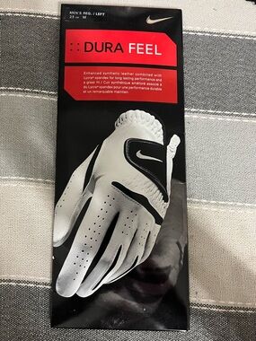 Nike Men's Dura Feel Golf Glove in White and Black
